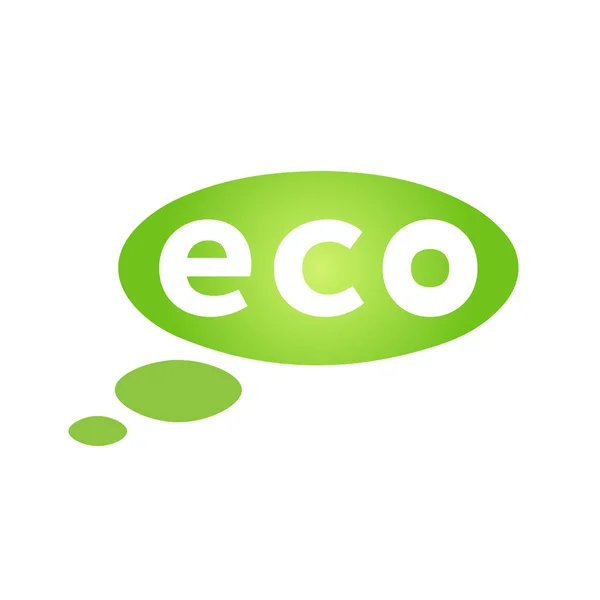 Eco Verde Nuvola Discorso Bolla Icona Bio Natura Verde Eco — Vettoriale Stock