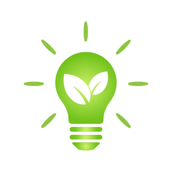 Eco Green Leaf Icon Light Bulb Bio Nature Green Eco — Stock Vector