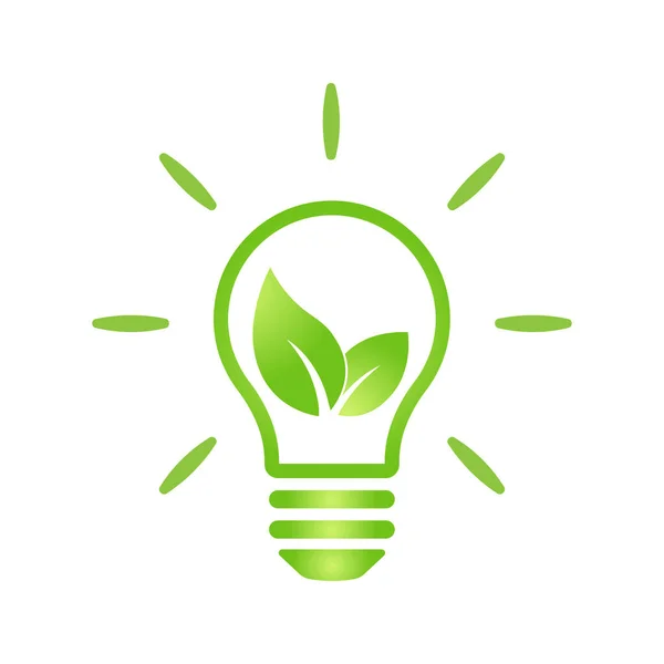 Eco Green Leaf Icon Light Bulb Bio Nature Green Eco — Stock Vector