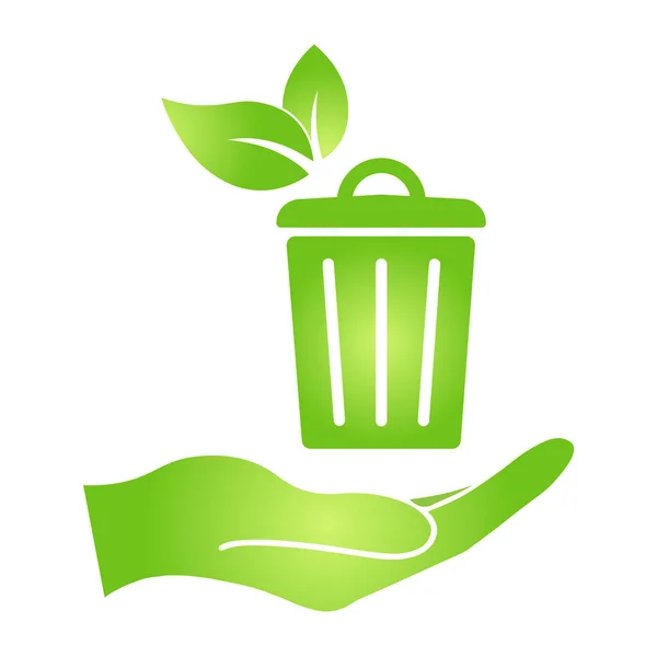 Mão Com Sinal Reciclagem Eco Lixeira Cuidado Eliminação Especial Necessária — Vetor de Stock