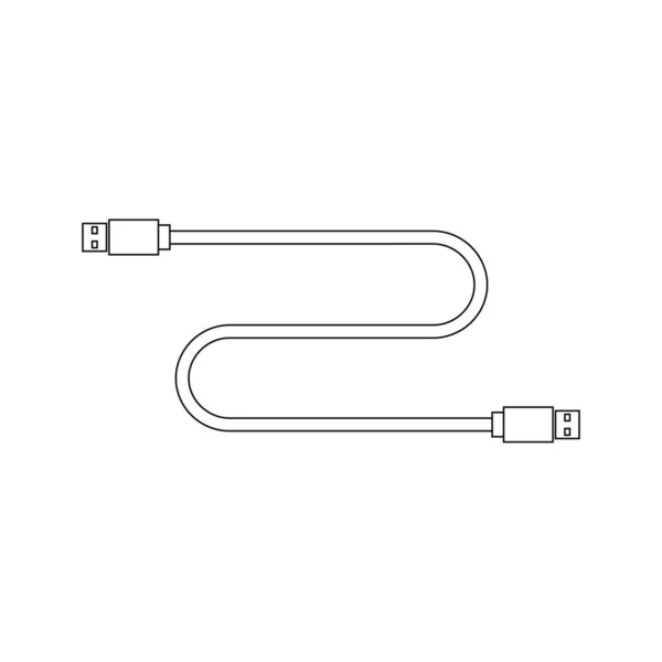 Illustrazione Semplice Del Cavo Dati Usb Icona Componente Del Personal — Vettoriale Stock