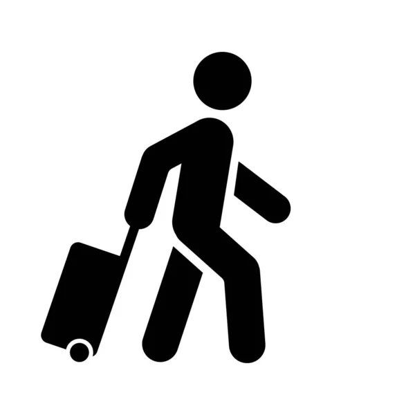 Прогулянка Людиною Іконою Багажу Люди Русі Знак Активного Способу Життя — стоковий вектор