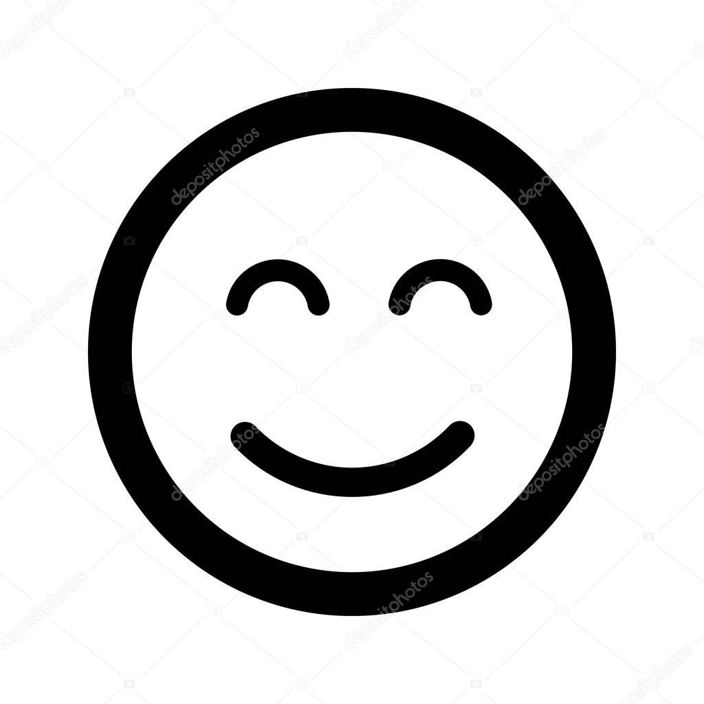 Cartoon smile face emoticon icon in flat style