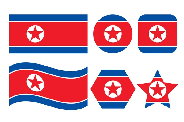 Bandeira Coreia Norte Ilustração Simples Para Dia Independência Eleição — Vetor de Stock