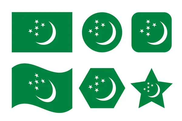 Flaga Turkmenistanu Prosta Ilustracja Dnia Niepodległości Lub Wyborów — Wektor stockowy