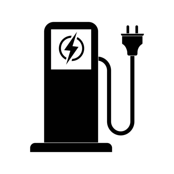 Eco Elektrisch Laadstation Pictogram Zero Emissie Voertuig Batterij Laadstation Teken — Stockvector