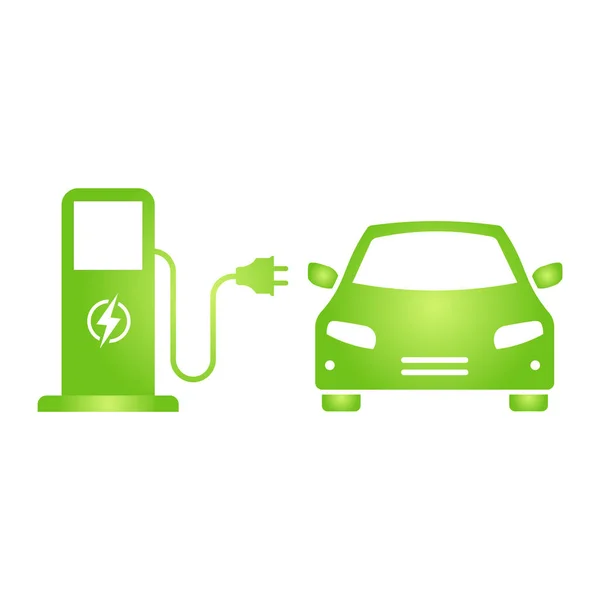 Eco Electrocar Icon Zero Emission Vehicle Battery Charging Station Sign — 图库矢量图片