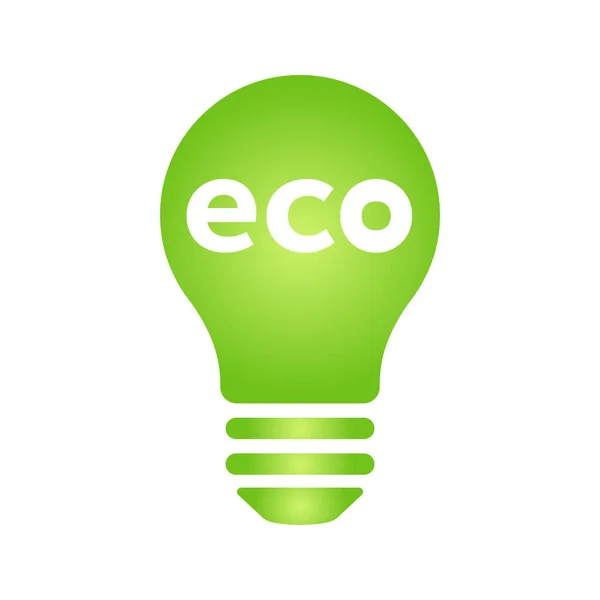 Eco Groen Blad Icoon Gloeilamp Bio Natuur Groen Eco Symbool — Stockvector