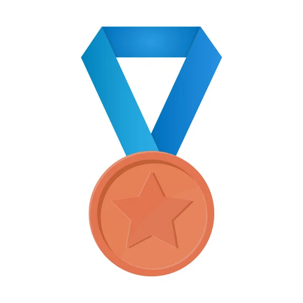 Illustration Simple Médaille Bronze Avec Des Rubans Pour Les Gagnants — Image vectorielle