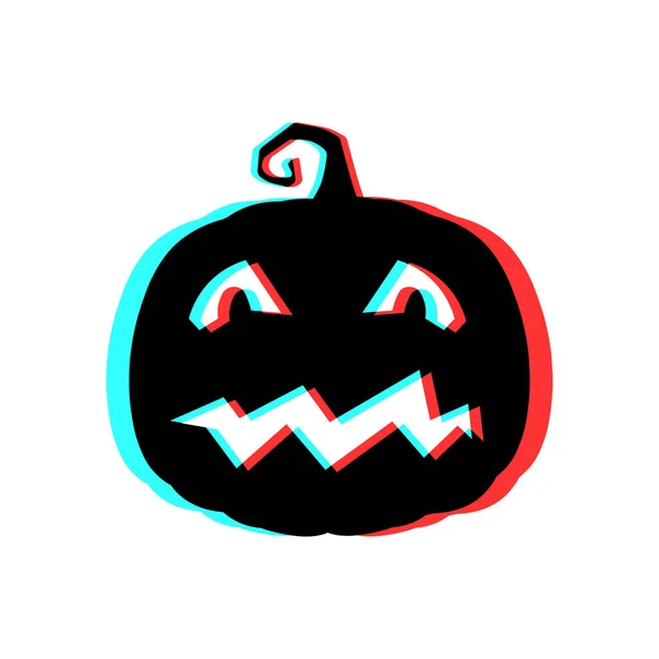 Calabaza Halloween Miedo Con Efecto Colores Azul Rojo — Vector de stock