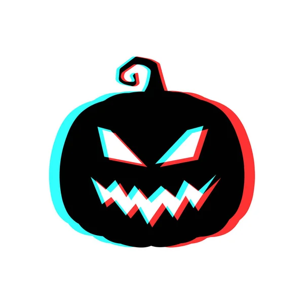 Calabaza Halloween Miedo Con Efecto Colores Azul Rojo — Vector de stock