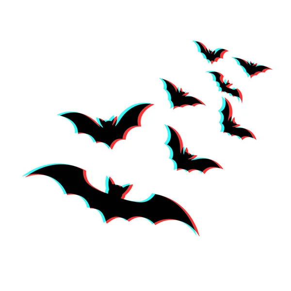 Illustration Simple Chauve Souris Avec Effet Couleurs Bleu Rouge — Image vectorielle