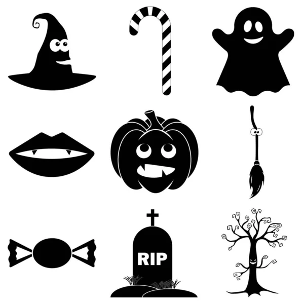 Conjunto Ícones Halloween Assustador Estilo Plano Para Web — Vetor de Stock