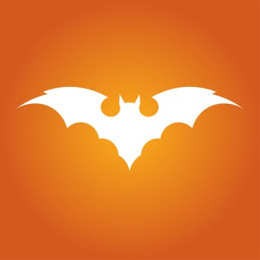 Cadılar Bayramı için beyaz yarasa siluetinin basit bir çizimi