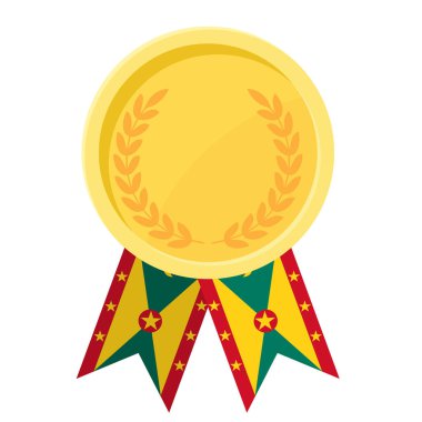 Spor için Grenada bayrak kurdeleleri ile altın ödülün basit bir illüstrasyonu