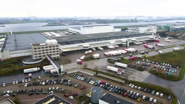 Zaandam, 2020. november 14., Hollandia. Albert Heijn disztribúciós központ logisztikai központ légi légy — Stock videók