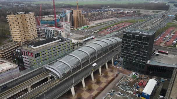 Amszterdam, 2020. december 19., The Netherlands Station Noord North metro station in Amsterdam North south line connection public transport infrastructure. — Stock videók