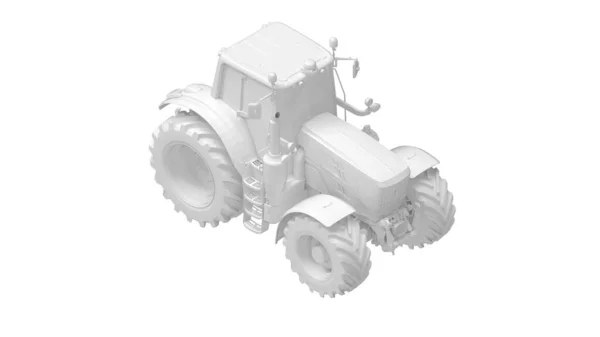 Rendering 3D di un trattore macchina modello di computer strumento agricolo isolato su sfondo bianco alta qualità ad alta risoluzione — Foto Stock