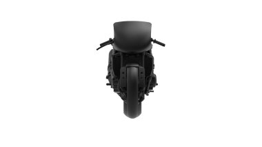 Beyaz arka planda motosiklet yarışı motosikletinin 3 boyutlu tasarımı, teknik makine mühendisliği model bilgisayar modeli