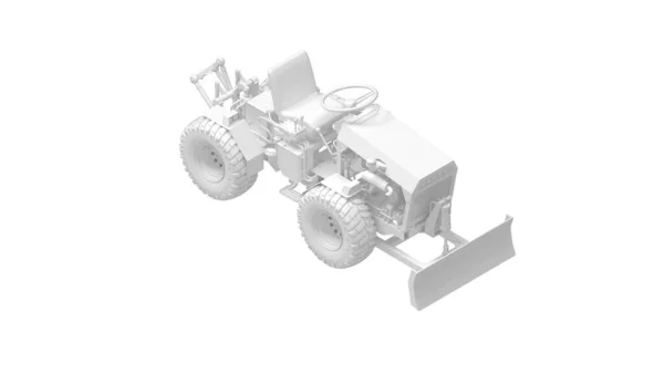 3D renderização de um mini trator trabalho veículo máquinas modelo de computador engenharia de trabalho no fundo branco — Fotografia de Stock