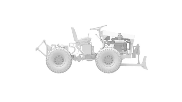 3D-візуалізація міні тракторної робочої машини комп'ютерної моделі робочої інженерії на білому тлі — стокове фото