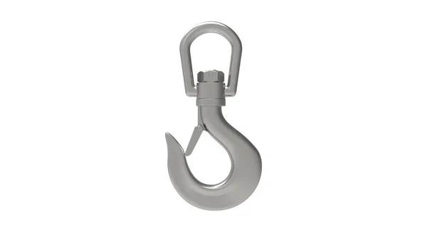 3D rendering of a metal industrial hook isolated on white background — Stock Photo, Image