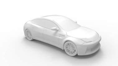 Araç 3D renging sedan, spor coupe otomobil beyaz stüdyo arka planda izole