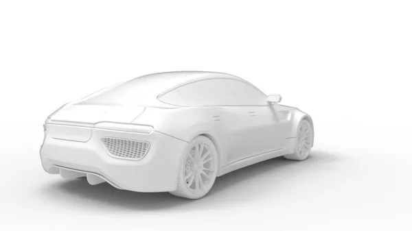 Auto 3D rendering sedan, sport coupe auto geïsoleerd op witte studio achtergrond — Stockfoto