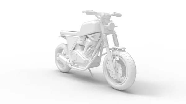 Motorkerékpár számítógépes modell 3D-s renderelése fehér alapon — Stock Fotó