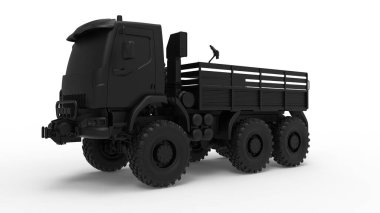 3D askeri araç, askeri araç lojistik kamyonu stüdyo arka planında izole edilmiş.