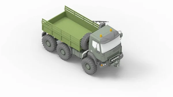 Exército caminhão 3D renderização, caminhão de logística de veículos militares isolado no fundo do estúdio — Fotografia de Stock