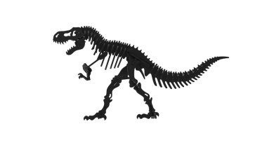 Beyaz arkaplanda izole edilmiş bir t rex dinozor soyut modelinin 3D görüntülenmesi