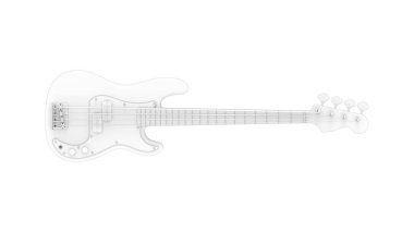 Elektro gitarın 3 boyutlu çizimi izole edildi.