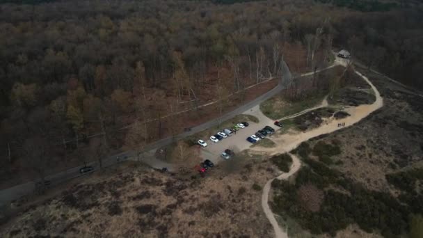 Vista aerea Posbank presso il parco nazionale Veluwe zoom vicino a Rheden nei Paesi Bassi. — Video Stock