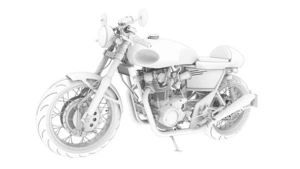 Beyaz arka planda motosiklet motorlu bilgisayar modelinin 3B görüntülemesi — Stok fotoğraf