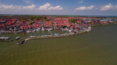 Volendam, Hollanda, Hollanda, Hollanda, Avrupa Turistik Eski Balıkçı Köyü 'nün havadan görünüşü.