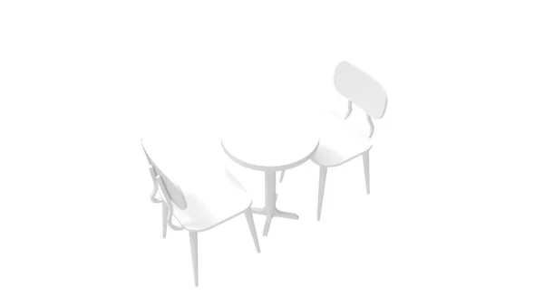 3D απόδοση τραπέζι και καρέκλες τραπεζαρία που έχει συσταθεί απομονωθεί σε λευκό φόντο — Φωτογραφία Αρχείου