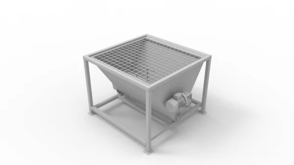 Renderização 3D de uma máquina de instalação de alimentador de funil, isolada em fundo branco — Fotografia de Stock