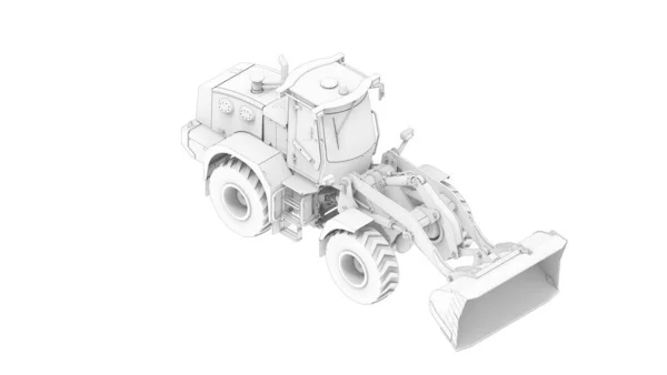 3D renderização de um modelo de computador escavadeira dozer isolado em fundo branco — Fotografia de Stock