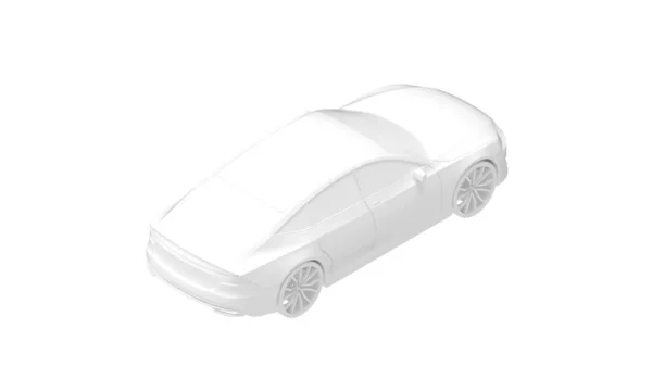 3d rendu d'une voiture de sport hybride électrique vue latérale isolé sur fond blanc. — Photo