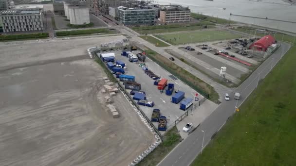 Ámsterdam, 9 de mayo de 2021, Países Bajos. Residuos de basura instalación de recogida de residuos municipales en Amsterdam vista aérea — Vídeo de stock