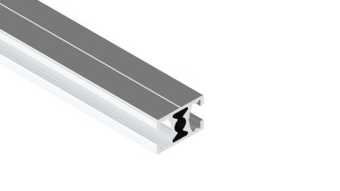 Beyaz arkaplanda izole edilmiş üç boyutlu alüminyum metal profili