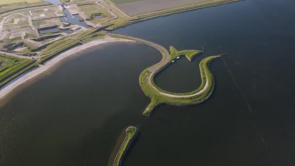 Tulipán ostrov Letecký dron pohled v Zeewolde, Nizozemsko evropa. — Stock video