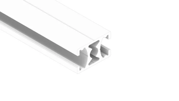 Renderização 3D de um perfil metálico de alumnium isolado sobre fundo branco — Fotografia de Stock