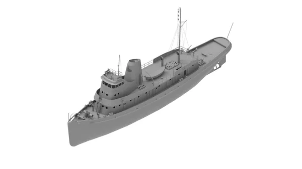 Renderização 3D de um navio isolado em um fundo branco. modelo de computador do navio marinho. — Fotografia de Stock