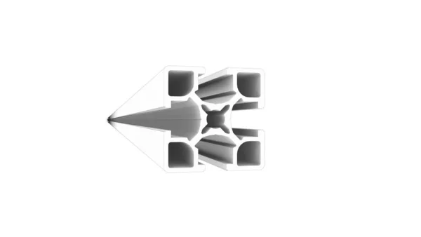 3D renderowanie aluminiowego profilu metalowego izolowanego na białym tle — Zdjęcie stockowe