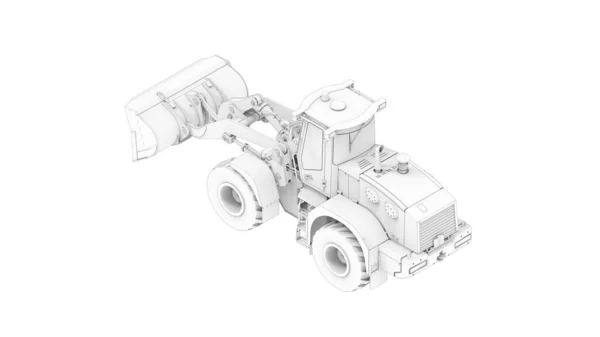Rendering 3D di un modello di computer dozer escavatore isolato su sfondo bianco — Foto Stock