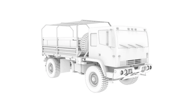 3D renderização de um caminhão do exército caminhão de logística de veículos militares isolado em estúdio de fundo — Fotografia de Stock