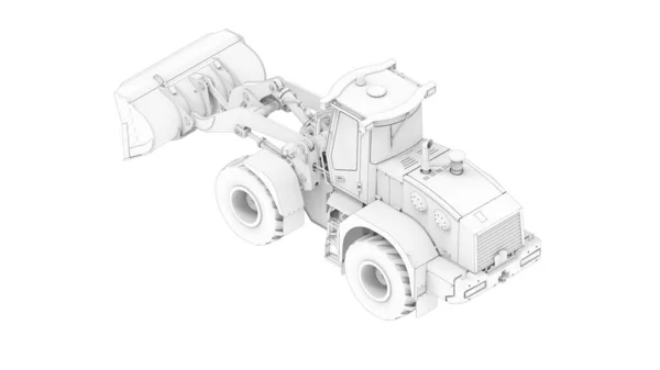 3D-weergave van een trekker met dubbele wielen voertuig geïsoleerd op witte achtergrond. — Stockfoto