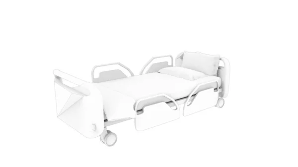 Representación 3D de una cama de hospital aislada sobre un fondo blanco — Foto de Stock